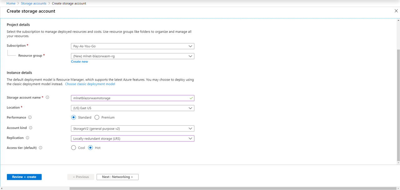 Create Azure Storage Account