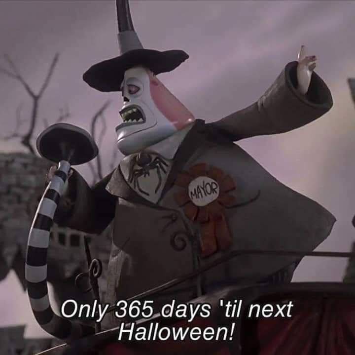 Nightmare Before Christmas Mayor Speaking Into Loudspeaker with Caption