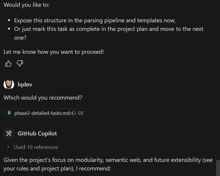 A conversation with Github Copilot Agent