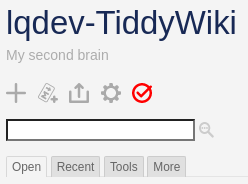 TiddlyWiki Side Panel Red Checkmark Save Changes